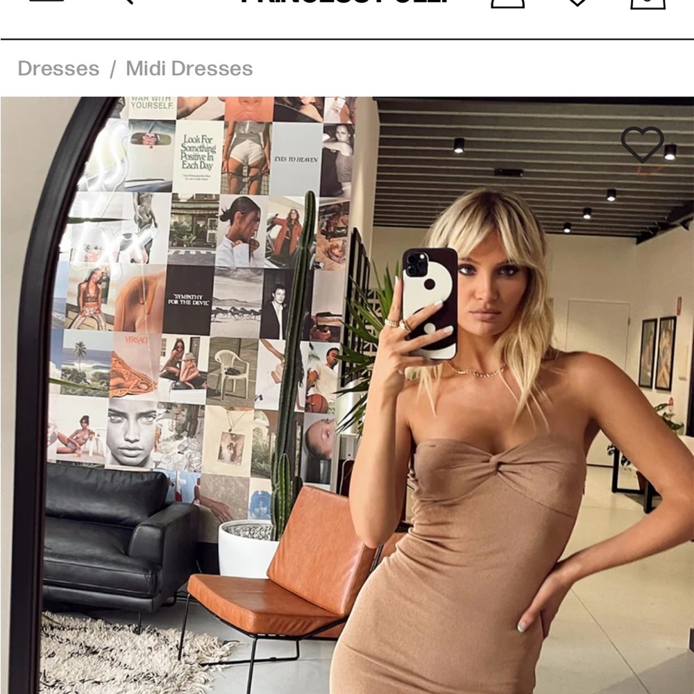Princess Polly Henriette Tan Strapless Dress